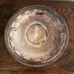 Antique Sheffield Silverplate Serving Tray | Ornate Engraved | England